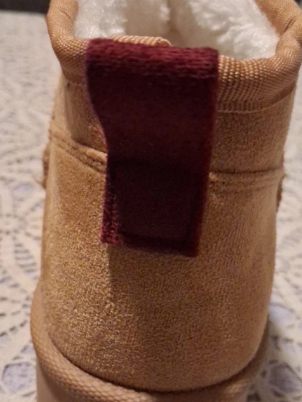 Mudd Kids Tan Suede Boots with Burgundy Laces